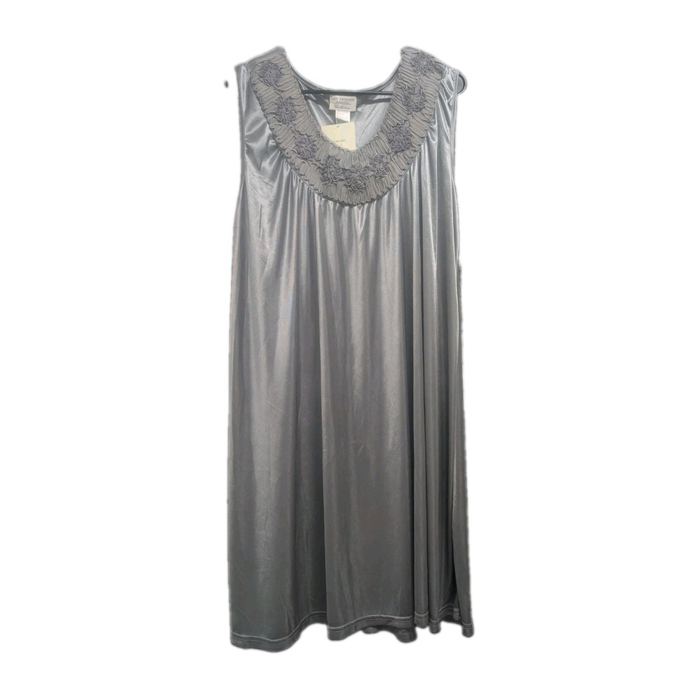 Lati Fashion Intimates Collection Silver Satin Sleeveless Nightgown Women's